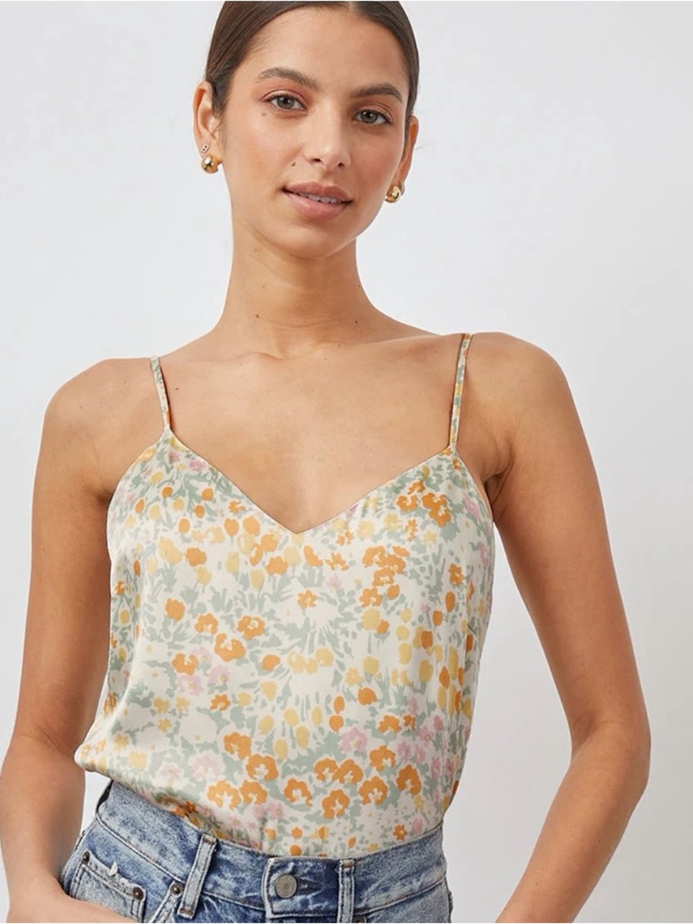 Rails Floral Satin Paola Top in Summer Meadow NWT Size Small $128 MSRP